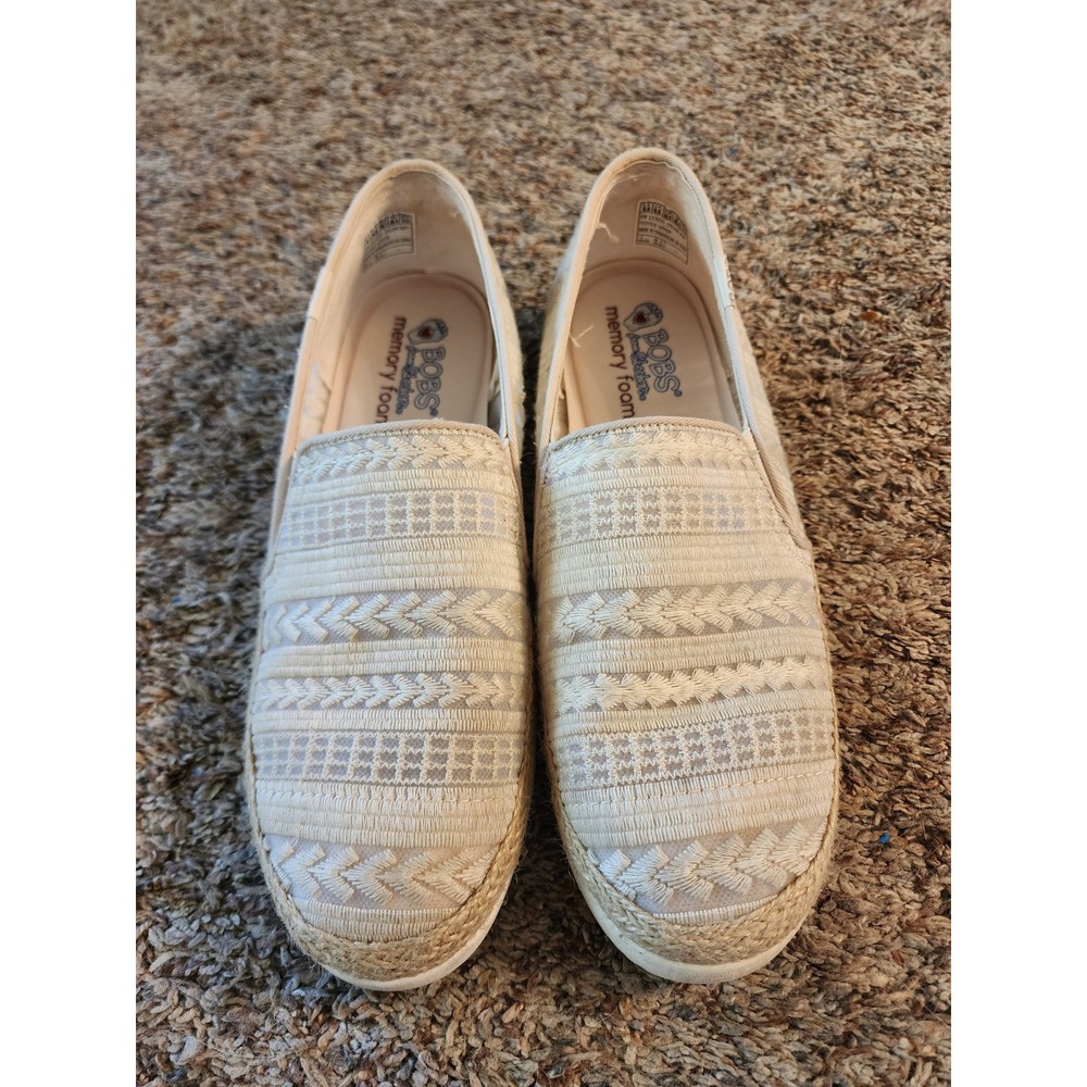 BOBS from Skechers B Cute Espadrille Slip On Flats Natural Beige 113237 W9.5